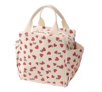 Borsa per il pranzo in velluto a coste con isolamento termico, grande capacità, per preparare i pasti al lavoro o a scuola, design con manici facili da trasportare (beige dell'amore)