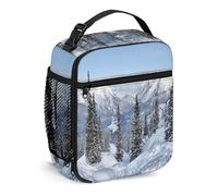 Borsa per il pranzo invernale riutilizzabile, stampa con albero a Svizzera, piccola scatola per il pranzo per uomo e donna, borsa per il pranzo portatile isolata per adulti, adatta per picnic da l