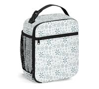 Borsa per il pranzo invernale riutilizzabile, tema Buon Natale, piccola scatola per il pranzo per uomo e donna, borsa per il pranzo portatile isolata per adulti, adatta per picnic da lavoro, bianco