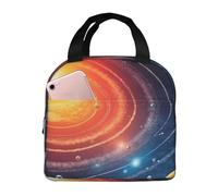 Borsa per il pranzo isolata con sistema solare galassia spaziale esterno per donne e uomini riutilizzabile portatile Lunch Box a tenuta stagna Cooler Lunch Tote Bag con tasca frontale per viaggi