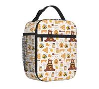 Borsa per il pranzo isolata per donne e uomini, per il lavoro, bel barattolo di miele d'ape con orso d'alveare, riutilizzabile, borsa per il pranzo per adulti, borsa per il pranzo per ufficio e picnic