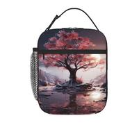 Borsa per il pranzo isolata per donne uomini borsa termica riutilizzabile grande albero che cresce su un mucchio di pietre Borsa per il pranzo per il lavoro Picnic