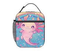 Borsa per il Pranzo Magical Axolotl Rainbow Riutilizzabile Borse Termica Porta Pranzo a Prova di Perdite Lunch Box per Scuola Campeggio Spiaggia
