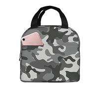 Borsa per il pranzo mimetica per donne e uomini, riutilizzabile, con tasca a fronda, per lavoro, picnic, viaggi