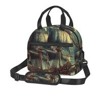 Borsa per il pranzo nautica vintage a vela pirata per donne e uomini adulti borsa termica per il pranzo a prova di perdite borsa termica riutilizzabile contenitore per il pranzo con tracolla