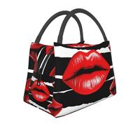 Borsa per il pranzo per adulti Borsa termica termica Tote Bag di grande capacità Contenitore per il pranzo per alimenti con labbra rosse bacio borse per il pranzo riutilizzabile secchio per il pranzo