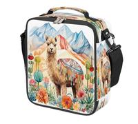 Borsa per il pranzo per bambini con cactus color cammello ad acquerello, per ragazzi e ragazze, riutilizzabile, isolata, a prova di perdite, con tracolla, borsa termica per bambini, per scuola, picnic