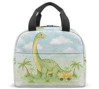 Borsa per il pranzo per bambini con dinosauro per la scuola, ragazzi e ragazze, scatola termica isolata 360 con stampa all-over, dimensioni 23 x 13 x 21 cm (06)