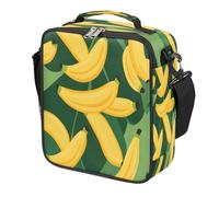 Borsa per il pranzo per bambini con motivo di banane gialle e foglie, riutilizzabile, isolata, a prova di perdite, con tracolla, borsa termica per bambini, per scuola, picnic, viaggi, spiaggia