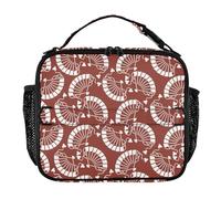 Borsa per il pranzo per bambini con ventaglio bianco giapponese, a prova di perdite, portatile, per adulti, con tracolla regolabile, per scuola/picnic