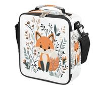 Borsa per il pranzo per bambini dal design scandinavo con volpe, riutilizzabile, isolata, a prova di perdite, con tracolla, borsa termica per bambini, per scuola, picnic, viaggi, spiaggia