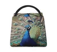 Borsa per il pranzo per donne e uomini, borsa termica per il pranzo con stampa di pavone, borsa per il pranzo per gita di un giorno, borsa termica riutilizzabile per il pranzo