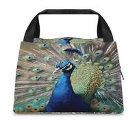 Borsa per il pranzo per donne e uomini, borsa termica per il pranzo con stampa di pavone, borsa per il pranzo per gita di un giorno, borsa termica riutilizzabile per il pranzo