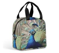 Borsa per il pranzo per donne e uomini, borsa termica per il pranzo con stampa di pavone, borsa per il pranzo per gita di un giorno, borsa termica riutilizzabile per il pranzo
