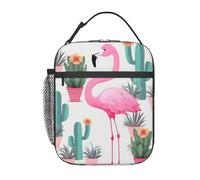 Borsa per il pranzo per donne e uomini, borsa termica riutilizzabile per il pranzo, con fenicottero tropicale, cactus, a prova di perdite, portatile, contenitore per il pranzo per picnic e viaggi