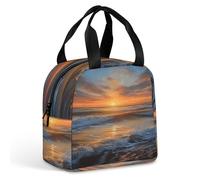 Borsa per il pranzo per donne e uomini, con stampa di paesaggio marino al tramonto, borsa termica per il pranzo, borsa termica riutilizzabile