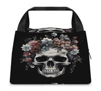 Borsa per il pranzo per donne e uomini, con stampa di teschio al buio, borsa termica per il pranzo, borsa termica riutilizzabile