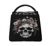 Borsa per il pranzo per donne e uomini, con stampa di teschio al buio, borsa termica per il pranzo, borsa termica riutilizzabile