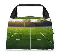 Borsa per il pranzo per donne e uomini, con stampa verde con campo sportivo, borsa termica per il pranzo, borsa termica riutilizzabile