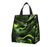 Borsa per il pranzo per donne e uomini, graziosa scatola per il pranzo isolata, riutilizzabile, portatile, astratta, serpente verde, borsa tote per lavoro, ufficio, viaggi