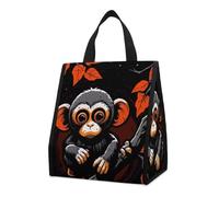 Borsa per il pranzo per donne e uomini, graziosa scatola termica per il pranzo, riutilizzabile, portatile, con scimmia su un ramo rosso, borsa per il pranzo, per lavoro, ufficio, viaggi