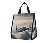 Borsa per il pranzo per donne e uomini, graziosa scatola termica per il pranzo, riutilizzabile, portatile, con aereo tra le nuvole, borsa per il pranzo, per lavoro, ufficio, viaggi