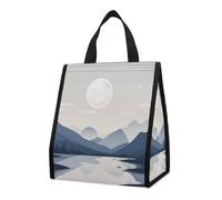 Borsa per il pranzo per donne e uomini, graziosa scatola termica per il pranzo, riutilizzabile, portatile, fiumi e montagne, borsa tote per lavoro, ufficio, viaggi
