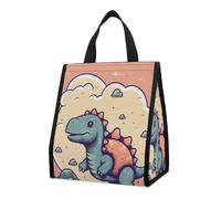 Borsa per il pranzo per donne e uomini, graziosa scatola termica per il pranzo, riutilizzabile, portatile, con dinosauro blu, borsa tote per lavoro, ufficio, viaggi