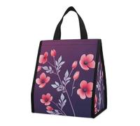 Borsa per il pranzo per donne e uomini, graziosa scatola termica per il pranzo, riutilizzabile, portatile, con ramo di fiori, gradiente, borsa tote per lavoro, ufficio, viaggi