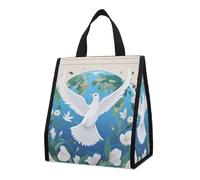 Borsa per il pranzo per donne e uomini, graziosa scatola termica per il pranzo, riutilizzabile, portatile, per la pace sulla terra, per lavoro, ufficio, viaggi