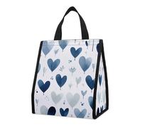 Borsa per il pranzo per donne e uomini, graziosa scatola termica per il pranzo, riutilizzabile, portatile, semplice, a forma di cuore, blu, borsa per il pranzo per lavoro, ufficio, viaggi