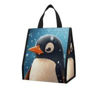 Borsa per il pranzo per donne e uomini, graziosa scatola termica per il pranzo, riutilizzabile, portatile, con pinguino nella neve, borsa tote per lavoro, ufficio, viaggi