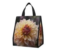 Borsa per il pranzo per donne e uomini, graziosa scatola termica per il pranzo, riutilizzabile, portatile, gialla, dalia, borsa tote per lavoro, ufficio, viaggi