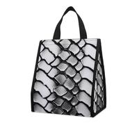 Borsa per il pranzo per donne e uomini, graziosa scatola termica per il pranzo, riutilizzabile, portatile, con pelle di serpente, in bianco e nero, borsa per il pranzo per lavoro, ufficio, viaggi