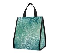 Borsa per il pranzo per donne e uomini, graziosa scatola termica per il pranzo, riutilizzabile, portatile, verde, blu mare, alghe marine, borsa per il pranzo per lavoro, ufficio, viaggi