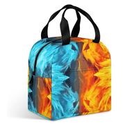 Borsa per il pranzo per donne e uomini, isolata, contenitore per il pranzo Fire Vs Ice Art, contenitori per il pranzo riutilizzabili