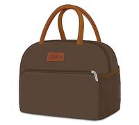 Borsa per il pranzo per donne e uomini, isolata, per adulti, riutilizzabile, per lavoro, picnic o viaggi (marrone)