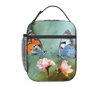 Borsa per il pranzo per donne e uomini, riutilizzabile, isolata, borsa per il pranzo, due farfalle, a tenuta stagna, portatile, contenitore per il pranzo per picnic e viaggi