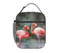 Borsa per il pranzo per donne e uomini riutilizzabile isolata borsa per il pranzo due fenicotteri rossi a tenuta stagna borsa termica portatile contenitore per il pranzo per picnic viaggio