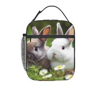 Borsa per il pranzo per donne e uomini, riutilizzabile, isolata, borsa per il pranzo, due piccoli conigli, a tenuta stagna, portatile, contenitore per il pranzo per picnic e viaggi