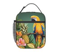 Borsa per il pranzo per donne e uomini, riutilizzabile, isolata, borsa per il pranzo, per l'estate, pappagallo, ananas, uccello, a tenuta stagna, portatile, contenitore per il pranzo per picnic e