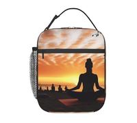 Borsa per il pranzo per donne e uomini, riutilizzabile, isolata, borsa per il pranzo, yoga, sotto il tramonto, a tenuta stagna, portatile, contenitore per il pranzo per picnic e viaggi