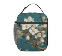 Borsa per il pranzo per donne e uomini, riutilizzabile, isolata, borsa tote per il pranzo in fiore di mandorlo, a tenuta stagna, portatile, contenitore per il pranzo per picnic e viaggi