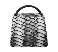 Borsa per il pranzo per donne e uomini, stampa in bianco e nero con pelle di serpente, borsa termica per il pranzo, borsa termica riutilizzabile