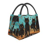 Borsa per il pranzo per donne uomini adulti riutilizzabile isolata borse per il pranzo a prova di perdite carino Cooler Lunch Tote Bag gatti sdraiati sulla tastiera del pianoforte Contenitore per il