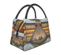 Borsa per il pranzo per donne, uomini e adulti, riutilizzabile, isolata, a prova di perdite, graziosa borsa termica per il pranzo, motivo museo del Louvre a Parigi, contenitore per il pranzo per