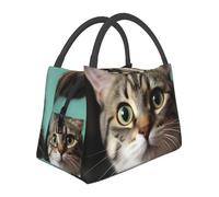 Borsa per il pranzo per donne, uomini e adulti, riutilizzabile, isolata, a prova di perdite, graziosa borsa termica per il pranzo, un gatto curioso, contenitore per il pranzo per lavoro, viaggi