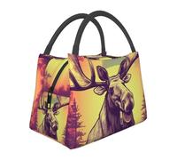Borsa per il pranzo per donne, uomini e adulti, riutilizzabile, isolata, a prova di perdite, graziosa borsa termica per il pranzo, con alce fresca, contenitore per il pranzo per lavoro, viaggi