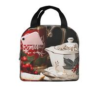 Borsa per il pranzo per l'ora del tè di Natale, riutilizzabile, portatile, a prova di perdite, isolata, con tasca frontale, per donne, uomini, viaggi, picnic, ufficio, lavoro