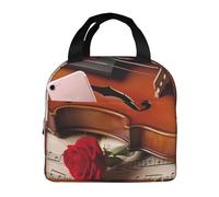 Borsa per il pranzo per spartiti di violino per donne e uomini adulti isolata Lunch Box riutilizzabile a prova di perdite Borsa per il pranzo di grande capacità Contenitore per alimenti portatile per